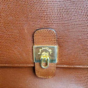 golden Brown Textured Leather Clutch